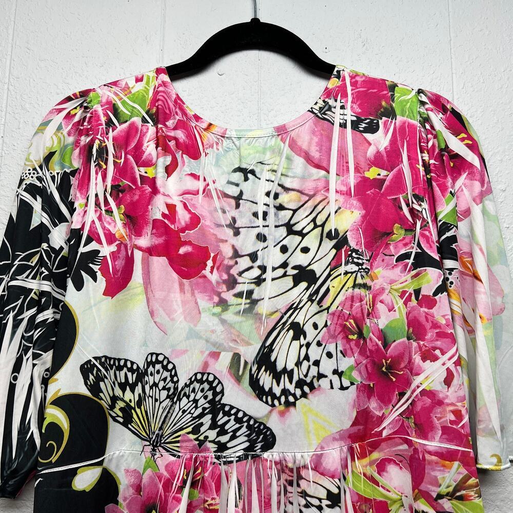 One World Floral Boho Womens Top 1X Embellished Y2K Fairy Grunge Dark Romantic - Picture 8 of 13